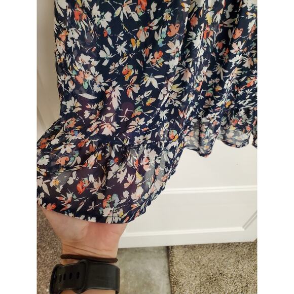 Women's Maurices Navy Floral Boho Crochet V-Neck Flowy Sundress | Size Small - Picture 5 of 11